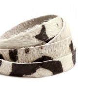 Nature leer met vacht 10mm Off white-black
